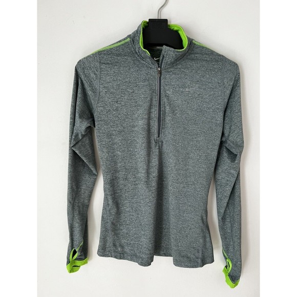 Nike Tops - Nike Running Dri Fit Long Sleeve  Half Zip Mens Sz Small Heather Blue Reflective